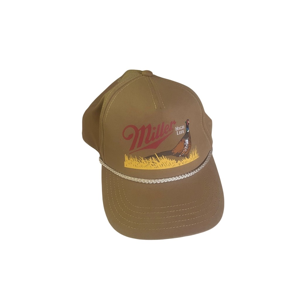 Miller High Life Pheasant Rope Hat Men Tan Snapback Baseball Cap Brewery Hunting